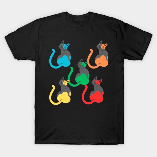 Geometric Cats artline Colorful Cute Abstract Retro Design T-Shirt by Shop-now-4-U 